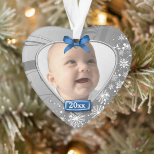 Silver/Blue Baby's 1st Christmas Ornament