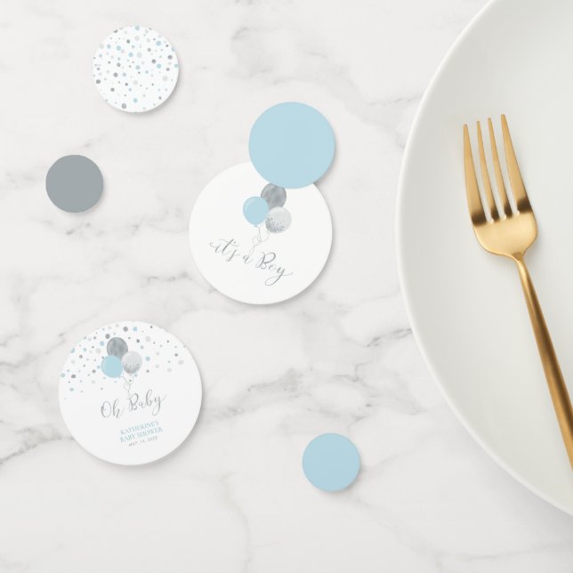 Silver & Blue Balloons Boy Baby Shower Confetti (Group)