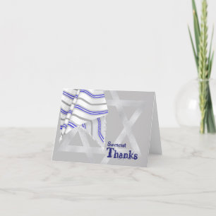 Silver & Blue Bar Mitzvah Thank You Card