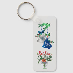 Silver & Blue Bells Christmas : Key Ring