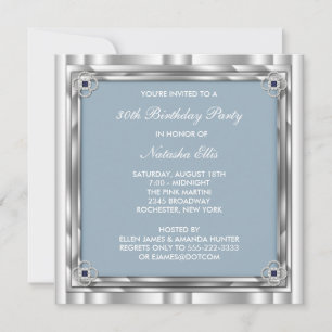 Silver Blue Birthday Party Invitation Template