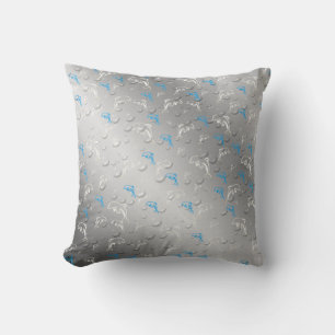silver,blue,blue, gold, silver, drawing, fish, cushion