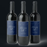 Silver Blue Cheers 80 years, 80th Birthday Party Wine Label<br><div class="desc">This modern bottle label is perfect for a modern 80th birthday party decor or favours. The design features typography " Cheers to 80 years " and sparkle graphics in silver & blue. You can personalise the text and background colour. Matching invitations and party supplies are available at my shop BaraBomDesign....</div>