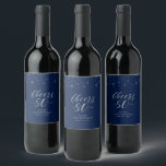 Silver Blue Cheers 80 years, 80th Birthday Party Wine Label<br><div class="desc">This modern bottle label is perfect for a modern 80th birthday party decor or favours. The design features typography " Cheers to 80 years " and sparkle graphics in silver & blue. You can personalise the text and background colour. Matching invitations and party supplies are available at my shop BaraBomDesign....</div>