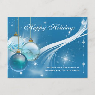 Silver Blue Christmas Ornament Corporate Greeting Holiday Postcard