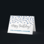 Silver Blue Confetti Daughter Birthday Card<br><div class="desc">Birthday card for daughter with silver and blue modern glitter confetti pattern. Please note glitter effect is photographic effect only.</div>