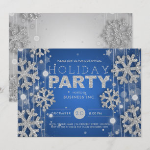Silver & Blue Corporate Christmas Holiday Party Invitation