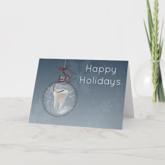 silver blue Dentist Holiday Cards (Front)