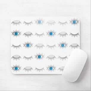 Silver Blue Evil Eye Eyelashes Nazar Mati Pattern  Mouse Pad
