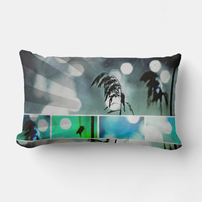 Silver Blue Grass Sparkle Throw Pillows (Front)