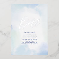 Silver & Blue Heart One 1st Boy Birthday Party