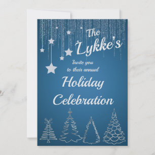 Silver & Blue Holiday Invitation