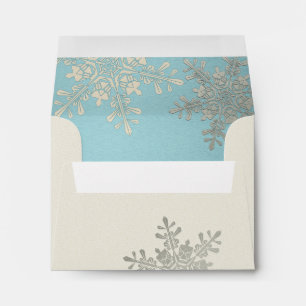 Silver Blue Ivory Snowflake Winter Wedding A2 Envelopes