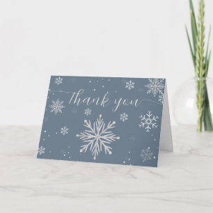 Silver Blue Magical Winter Snowflake Baby Shower  Thank You Card