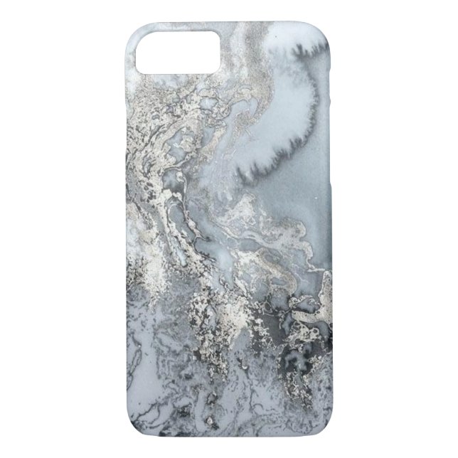 Silver Blue Marbel Case-Mate iPhone Case (Back)