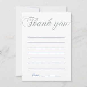 Silver & Blue   Modern Boy Party Thank You Note