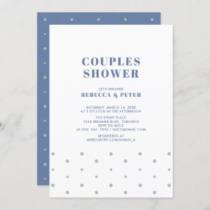 Silver & Blue   Modern Couples Wedding Shower Invitation