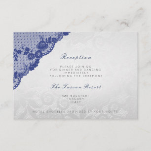 Silver Blue Navy Lace Vip Wedding Reception Invitation