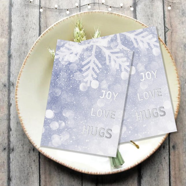 Silver Blue Night Sky and Snowflakes Foil Holiday Card (Creator Uploaded)