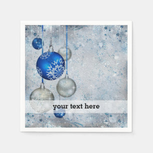 Silver blue ornaments napkin
