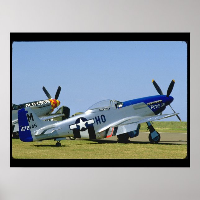 Silver & Blue, P51 Mustang, Side_WWII Planes Poster (Front)