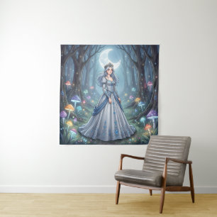 Silver blue princess in the forest tapestry