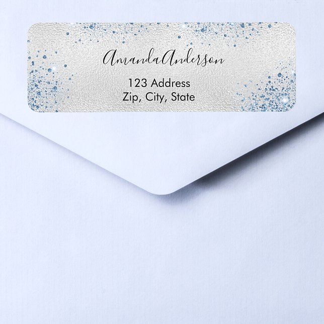 Silver blue return address return address label (Creator Uploaded)