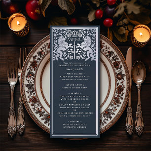 Silver Blue Royal Lion Mediaeval Sword Wedding Menu