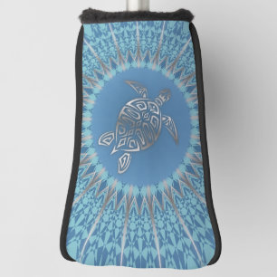 Silver Blue Sea Turtle And Mandala Golf Head Cover