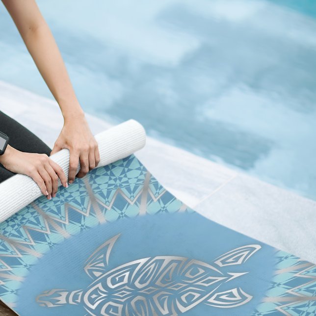 Silver Blue Sea Turtle And Mandala Yoga Mat (Creator Uploaded)