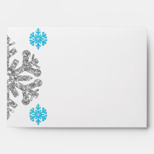 Silver Blue Snowflake Winter Envelope