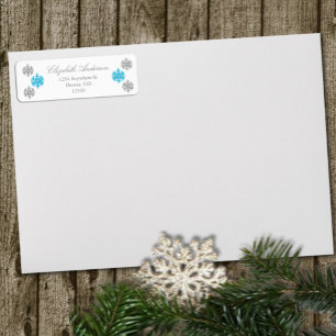 Silver Blue Snowflake Winter Label Return Address Label