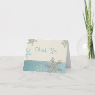 Silver Blue Snowflake Winter Wedding Thank You