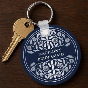 Silver Blue Sword Bridesmaid Royal Wedding Gift Key Ring