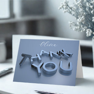 Silver Blue Thank You Card
