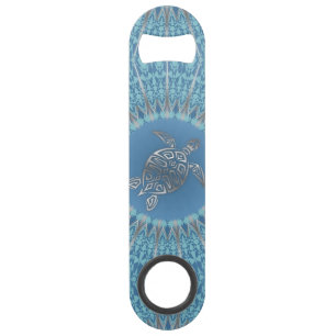 Silver Blue Turtle Mandala Animal