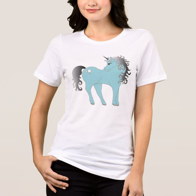 Silver Blue Unicorn Tri-Blend Shirt (Front)