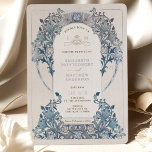 Silver Blue Vintage Wedding William Morris<br><div class="desc">Art Nouveau Vintage Silver, Gold, or Rosegold Foil wedding invitations by William Morris in a floral, romantic, and whimsical design. Victorian flourishes complement classic art deco fonts. Please enter your custom information, and you're done. If you wish to change the design further, click the blue "Customise It" button. Thank you...</div>