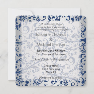 Silver Blue Wedding Invitation
