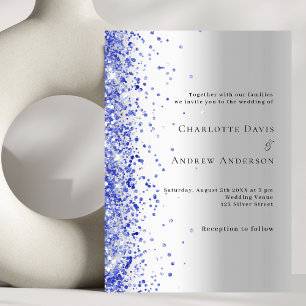 Silver blue wedding luxury invitation