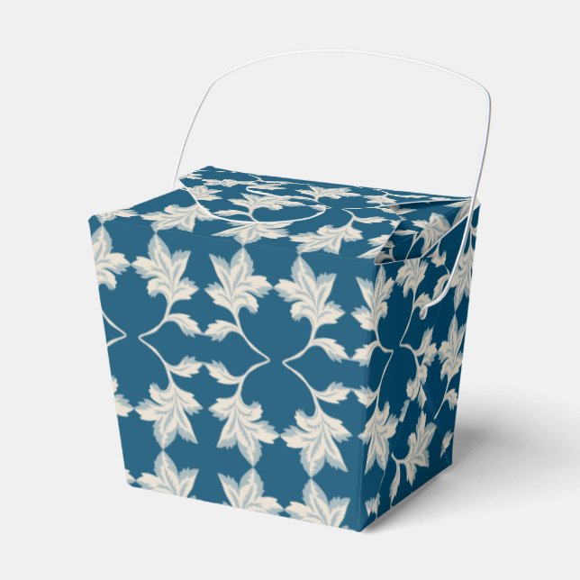Silver Blue Winding Leaves Favour Box (Front Side)
