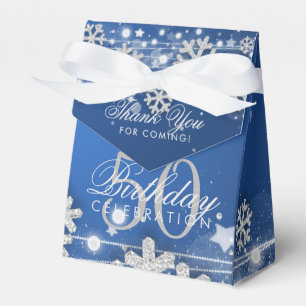 Silver Blue Winter 50th Birthday Thank You Favour Box