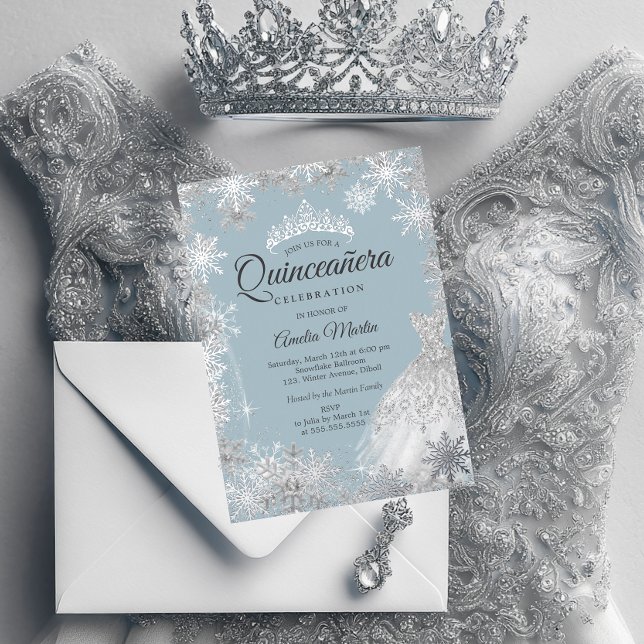 Silver Blue Winter Snowflake Quinceanera (Creator Uploaded)
