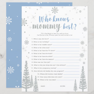 Silver & Blue Winter Wonderland Baby Shower Game