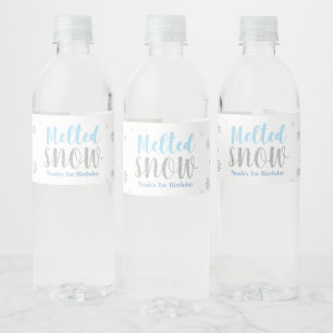 Silver & Blue Winter Wonderland Birthday Party Water Bottle Label