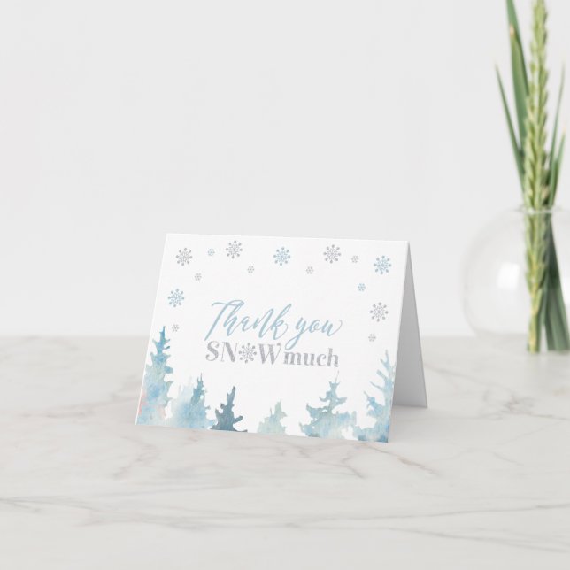 Silver & Blue Winter Wonderland Photo Thank You Card (Front)