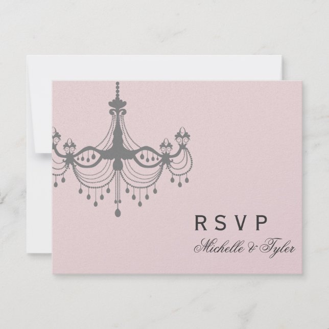 Silver & Blush Chandelier RSVP Card (Front)