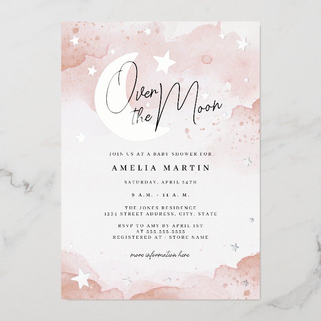 Silver Blush Over the Moon Baby Shower (Front)