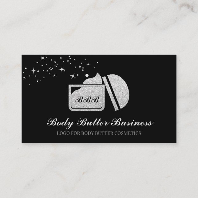 Silver Body Butter Cosmetic Cream Business Card (Front)