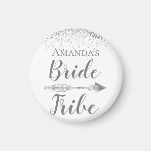 Silver Boho Bride Tribe Personalised Magnet